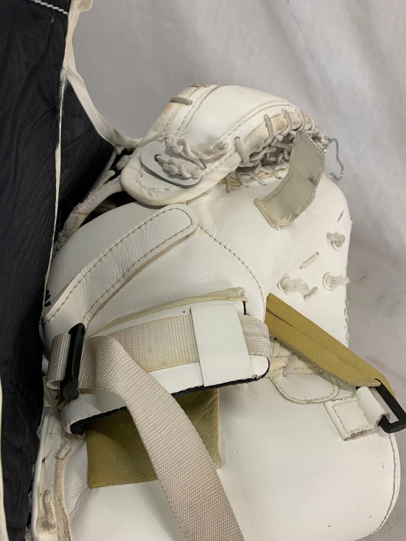 Used Bauer Reflex Reg (Lt Hand) Hockey White/ Navy Goalie Catcher Ice Hockey Goalie Catchers And Blockers 6 Used Bauer Reflex Reg (Lt Hand) Hockey White/ Navy Goalie Catcher Ice Hockey Goalie Catchers And Blockers