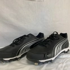 New Puma Size 12 Sample Black Low Metal Baseball Cleats