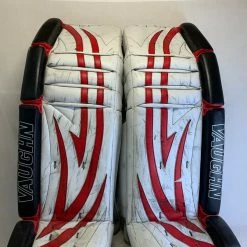 Used Vaughn V5 7800 Size 36"+2 Wht-Red-Blk Ice Hockey Goalie Leg Pads