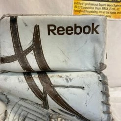 Used Reebok Revoke 7000 Reg (Lt Hand) White/Gold Ice Hockey Goalie Glove Set