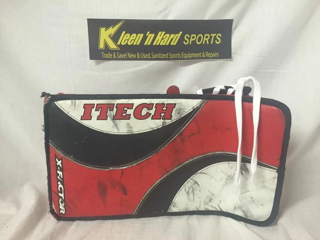 Used Itech X-Factor Size Sr Reg (Rt Hand) Red-Blk-Wht Ice Hockey Goalie Blocker 3 Used Itech X-Factor Size Sr Reg (Rt Hand) Red-Blk-Wht Ice Hockey Goalie Blocker