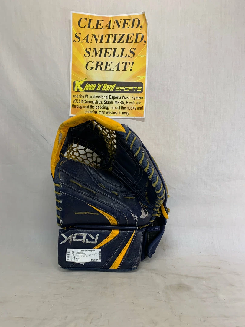 Used Reebok Premier II Pro Reg (Lt Hand) Sz Sr Ice Hockey Goalie Catcher 3 Used Reebok Premier II Pro Reg (Lt Hand) Sz Sr Ice Hockey Goalie Catcher