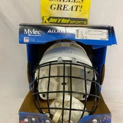 New Mylec With Cage Size Jr White Street Hockey Helmet
