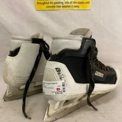 Used Bauer WHT BLK Size 4.5 D Ice Hockey Goalie Skates