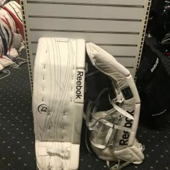 Used Reebok Lefevre Size 34" + 2 White Ice Hockey Goalie Leg Pads