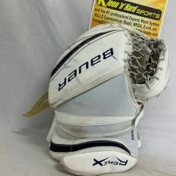 Used Bauer Reflex Reg (Lt Hand) Hockey White/ Navy Goalie Catcher Ice Hockey Goalie Catchers And Blockers