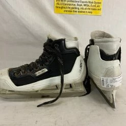 Used Bauer WHT BLK Size 4.5 D Ice Hockey Goalie Skates
