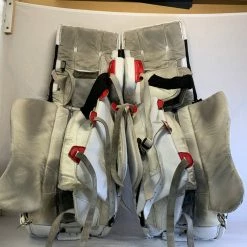 Used Vaughn V5 7800 Size 36"+2 Wht-Red-Blk Ice Hockey Goalie Leg Pads