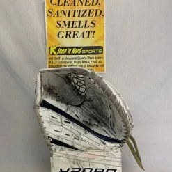 Used Bauer Reflex Reg (Lt Hand) Hockey White/ Navy Goalie Catcher Ice Hockey Goalie Catchers And Blockers