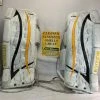 Ice Hockey Goalie Leg Pads Used Boddam Vanquish Size 33" Ice Hockey Wht-Blk-Gld Goalie Leg Pads
