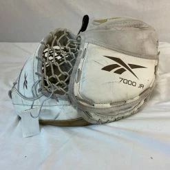 Used Reebok Revoke 7000 Reg (Lt Hand) White/Gold Ice Hockey Goalie Glove Set