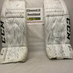 Used CCM E 4.5 Size 30" White Ice Hockey Goalie Leg Pads