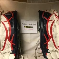 Used Reebok 9000 Size 33"+1 Red White Blue Ice Hockey Goalie Leg Pads