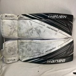 Used Bauer Supreme S190 Size L 35" White/Black Ice Hockey Goalie Leg Pads