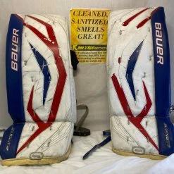 Used Bauer Supreme One70 Size 28" + 1" Red White Blue Ice Hockey Goalie Leg Pads