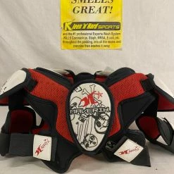 Lacrosse New And Used Used Maverik Skull Red White Black Size XS Lacrosse Shoulder Pads