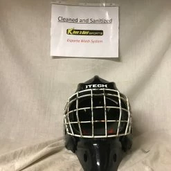 Used Itech NV 7 Pro Size Sr Black Ice Hockey Goalie Helmet