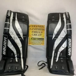 Used Bauer Reactor 1000 Size 30" + 1" Ice Hockey Black White Goalie Leg Pads