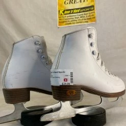 Used Riedell Size 12 J White Figure Skating Figure Skates