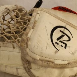 Used Reebok 18K Left Sz Int White Red Ice Hockey Goalie Catcher