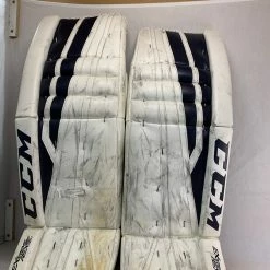 Used CCM Extreme Flex 860 Size 35"+2 White-Navy Ice Hockey Goalie Leg Pads