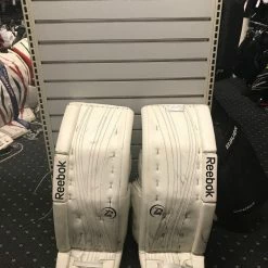 Used Reebok Lefevre Size 34" + 2 White Ice Hockey Goalie Leg Pads