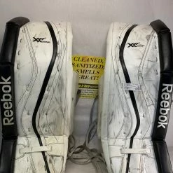 Ice Hockey Goalie Leg Pads Used Reebok XLT 28K Size 34" + 2 Ice Hockey White Black Goalie Leg Pads