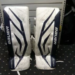 Used Bauer ONE90 Size 31" + 1" Ice Hockey White-Navy Goalie Leg Pads