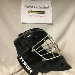 Used Itech NV 7 Pro Size Sr Black Ice Hockey Goalie Helmet